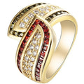 Gold tone alloy peridot ring on finger, women's size No.8, gold CR6313 finish