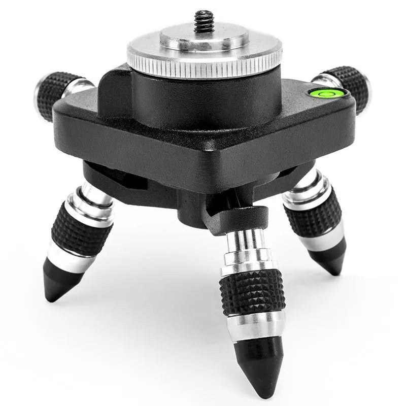 Black aluminium alloy base for a spirit level, showing 15cm by 12cm dimensions and mounting point.