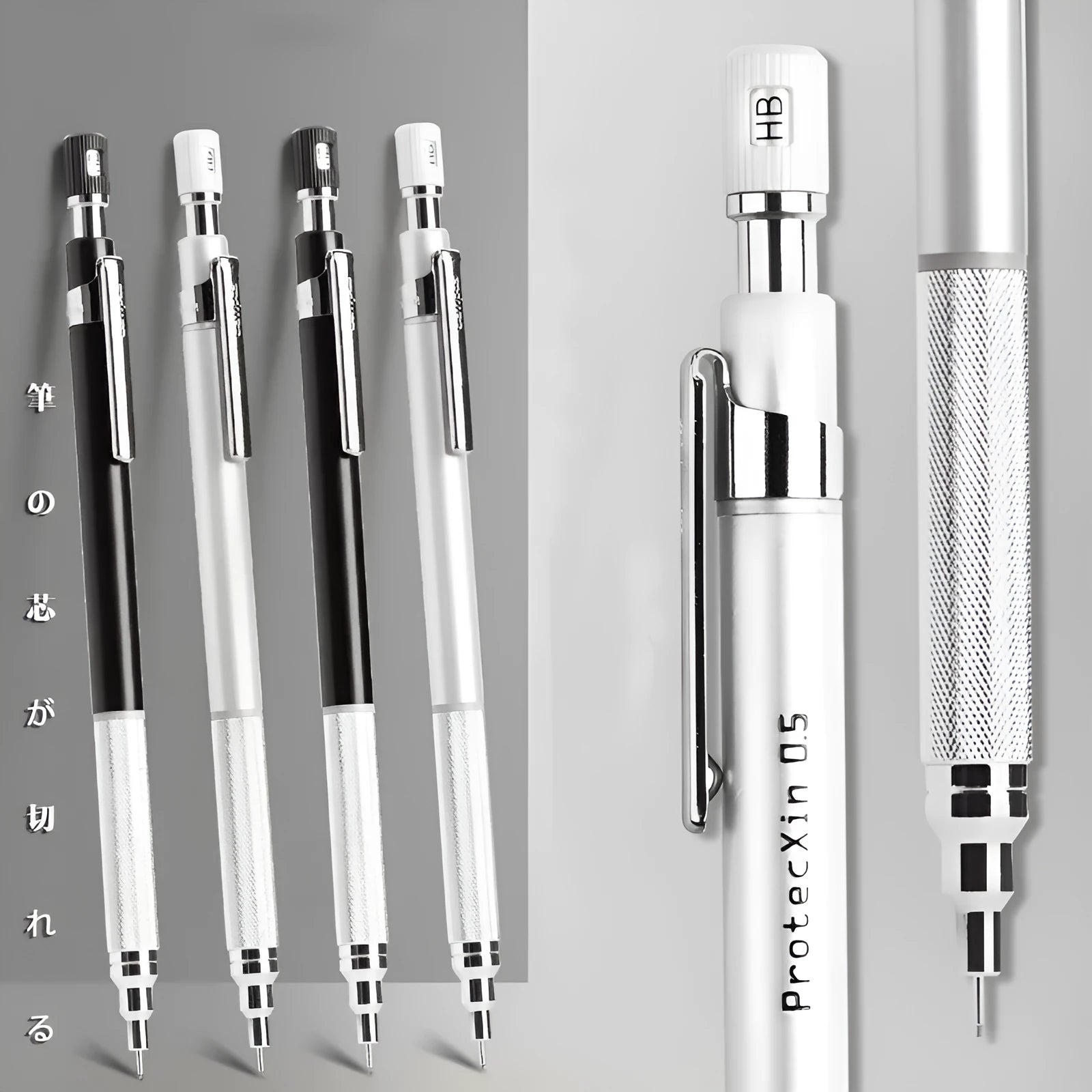 Low centre of gravity mechanical pencil 0.5mm HB in black for primary and middle school students