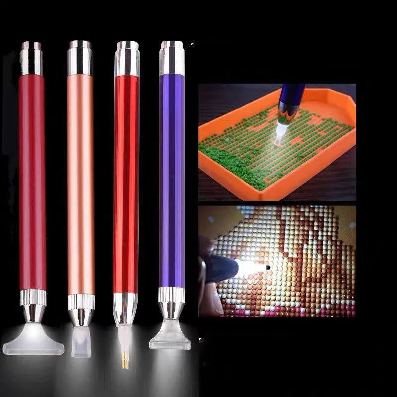 Luminous aluminium alloy diamond painting drill pen in blue