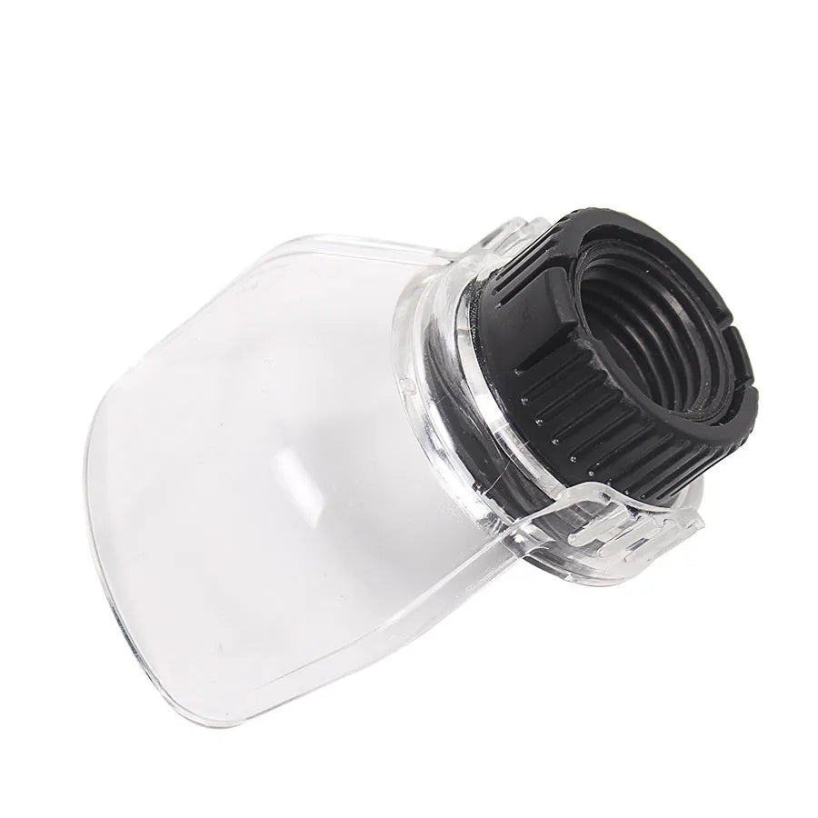 Transparent plastic face shield for Delta grinder with 17.5-19mm thread port.
