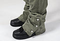 Men's elastic casual flare jeans in army green, mid-waist straight fit, cotton stretch denim with multi pockets
