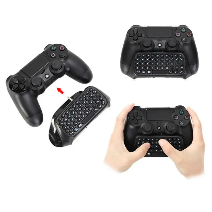 PS4 controller Bluetooth chat keypad attached to black controller showing keys and speaker