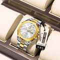 Men's steel strap quartz watch with a business design, shown in various colour combinations