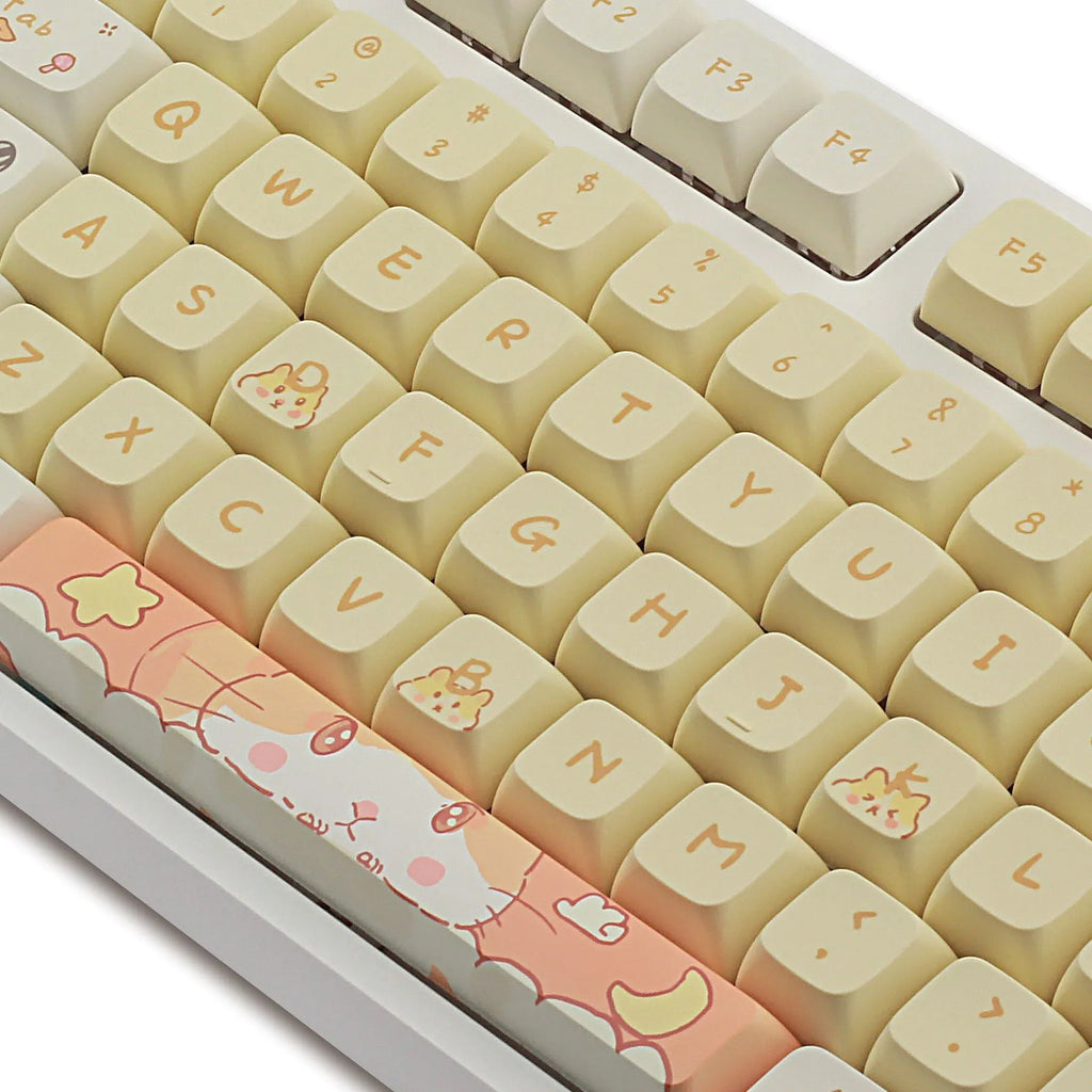 Custard dessert themed XDA profile plastic keycaps for mechanical keyboards.