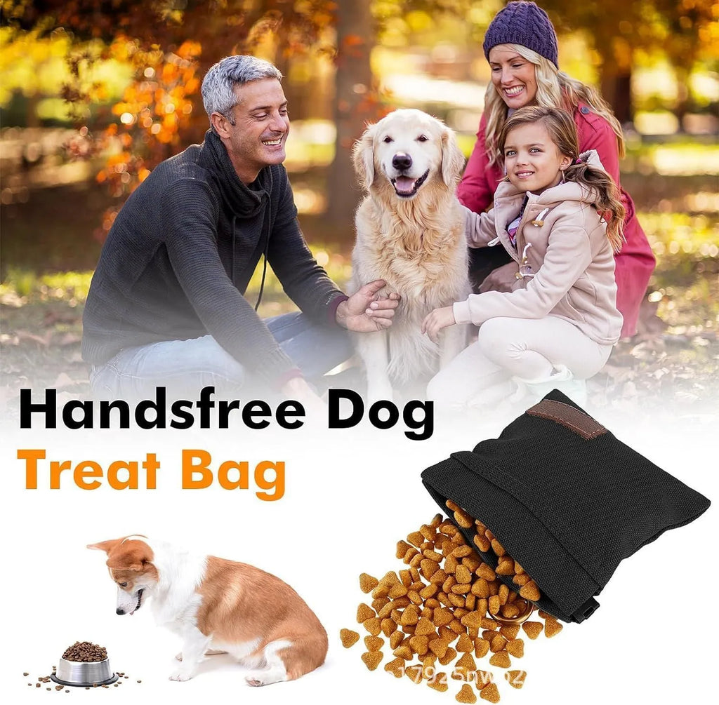 Waxed canvas pet snack bag in Khaki colour, compact treat pouch for dog training outdoors