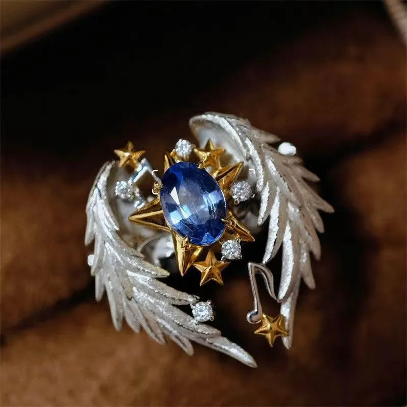 Geometric open-mouth adjustable alloy ring for men and women
