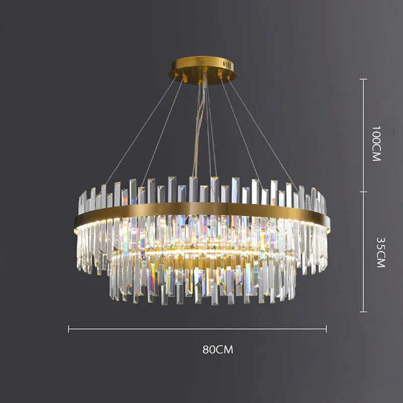 Stainless steel crystal chandelier with adjustable height for atmospheric restaurant and bedroom lighting