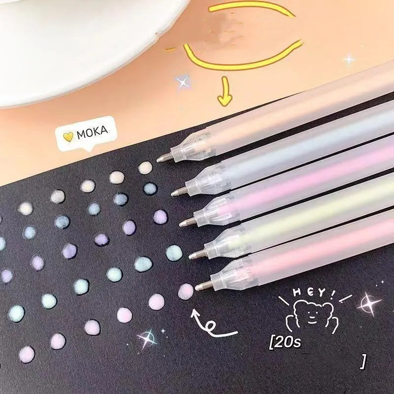 Macaroon coloured quick-dry dispensing pen with cap-pulling design