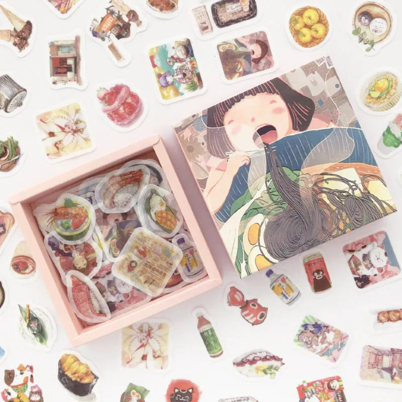 200 pc washi paper sticker box set with Japanese paper, assorted colours, 10x10cm outer pack