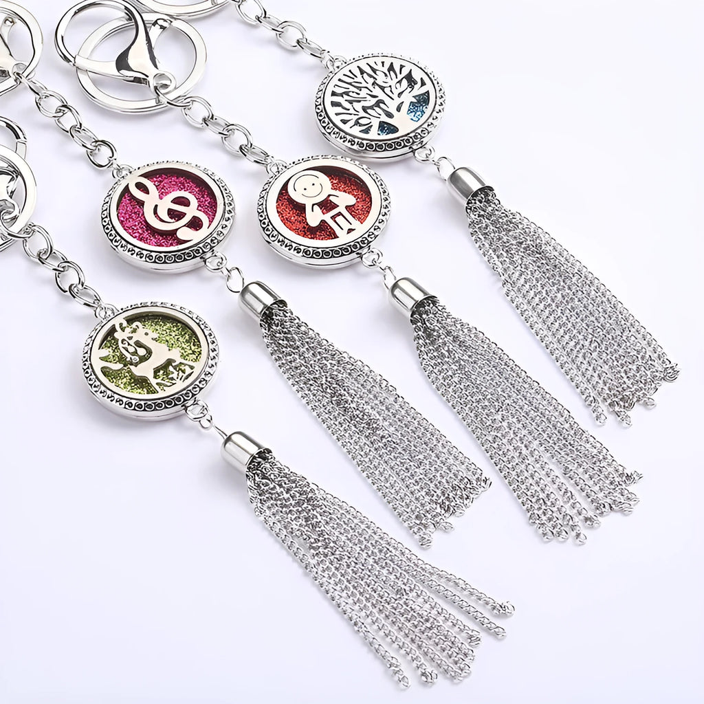 Alloy tassel aromatherapy car pendant with chain for rear-view mirror fragrance diffusion