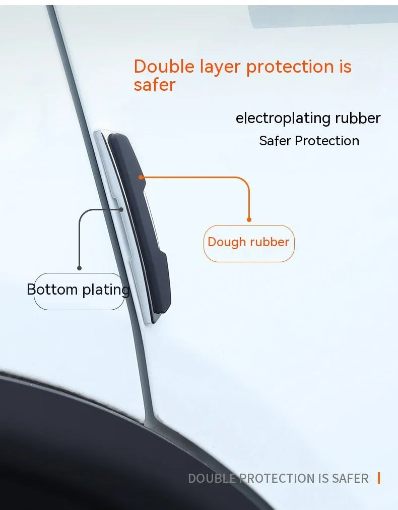 Black silicone car door bumper strips measuring 9.5cm by 2cm in four-piece protective set