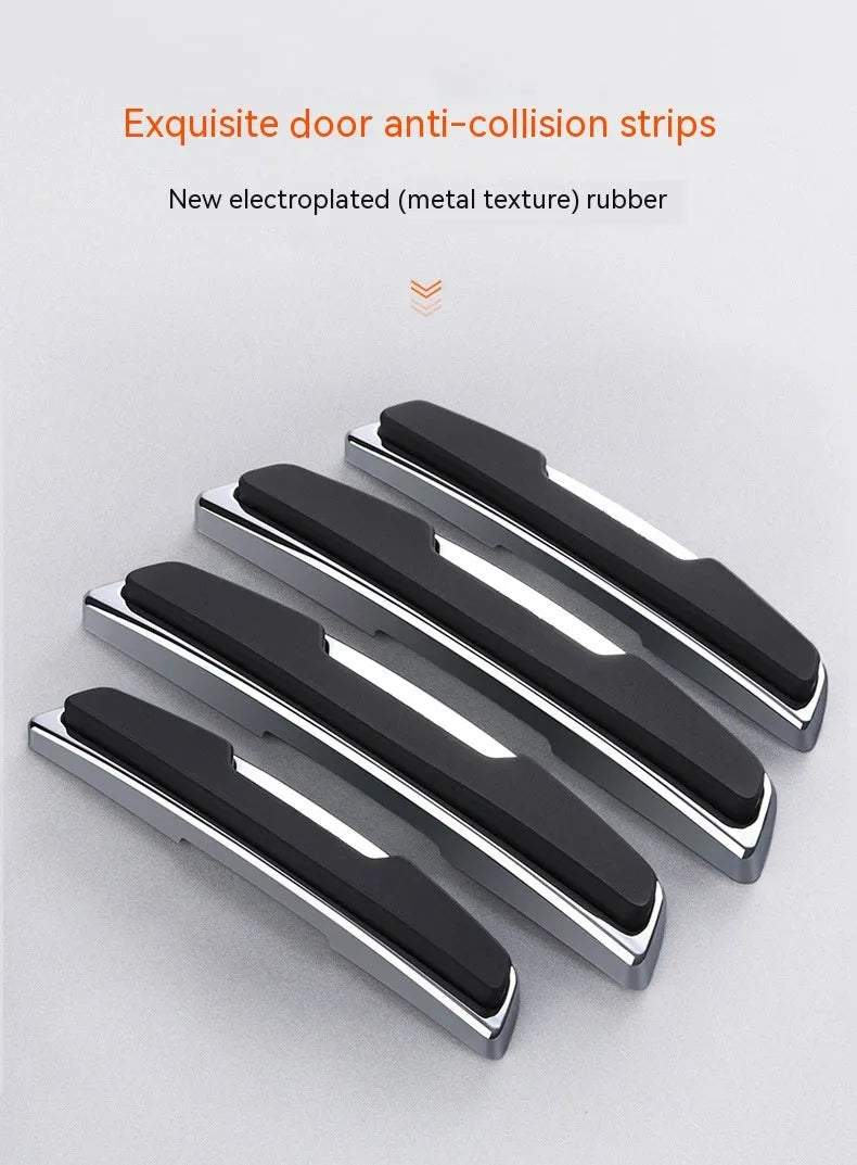 Black silicone car door bumper strips measuring 9.5cm by 2cm in four-piece protective set