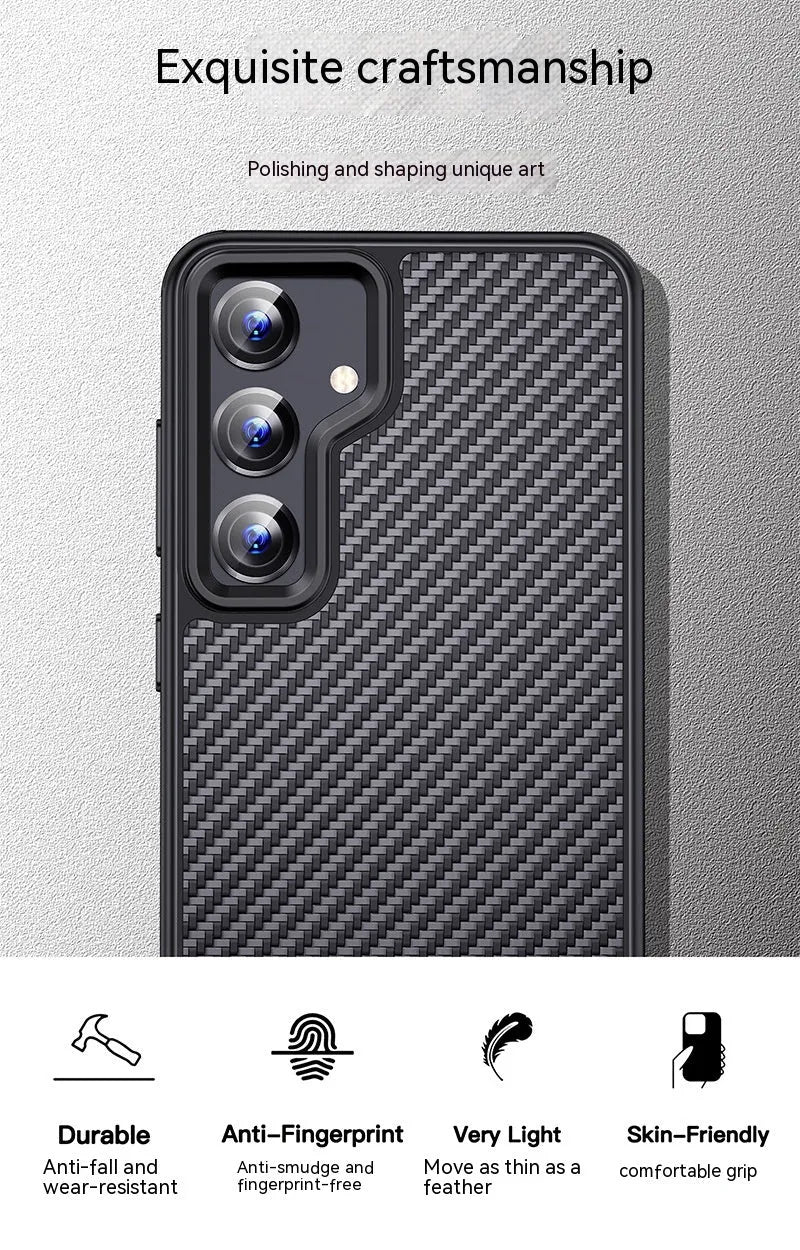 Black aramid fibre magnetic phone case for Samsung S23 and S24 series