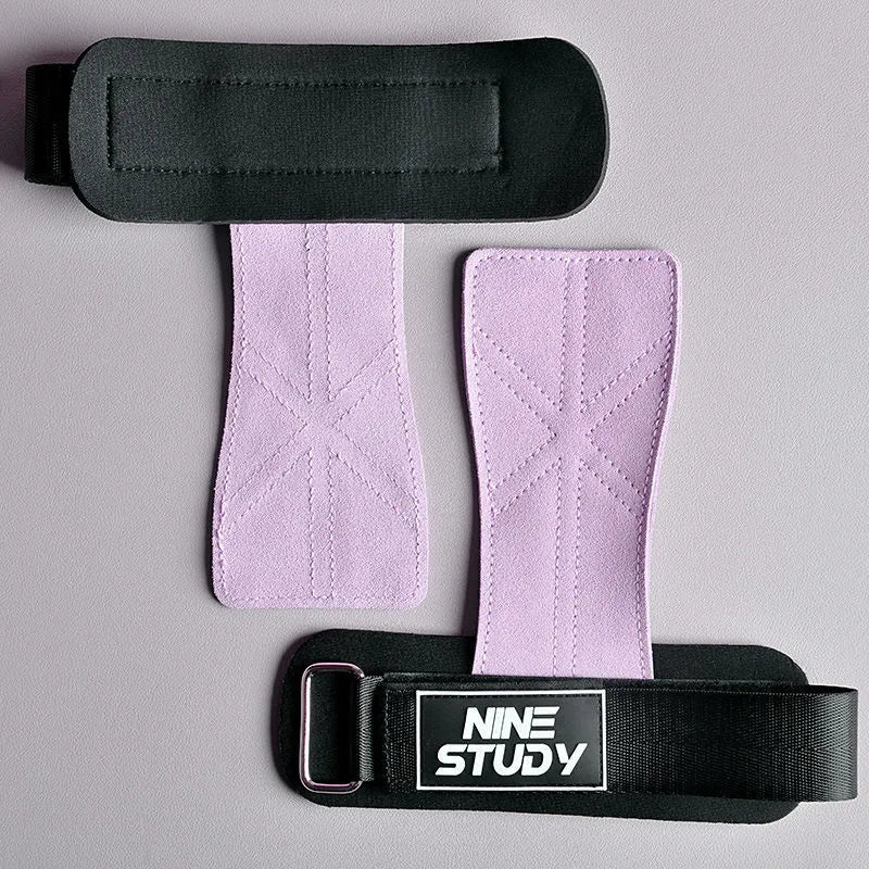 Women's pull-up wrist guard with cowhide palm protector in light purple colour free size pair