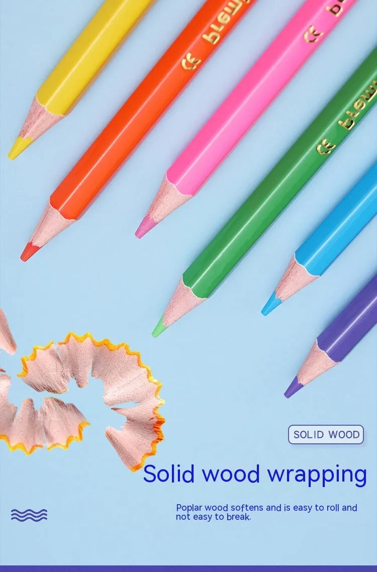 Wooden student colour pencil art set showing brush colour and double head options in 12 or 24 colour configurations