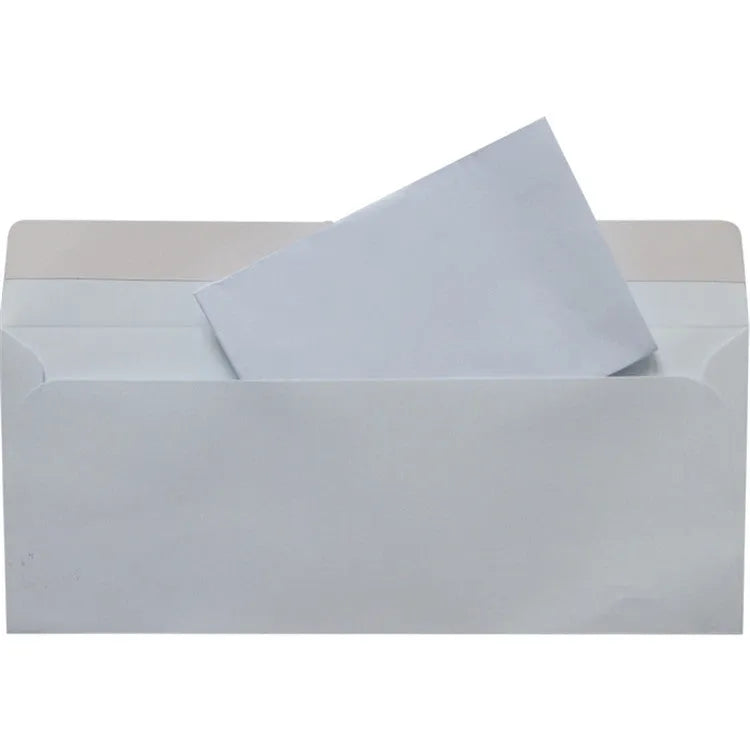 Blue tamper-evident confidential envelope with self-adhesive flap, dimensions 105mm by 240mm.