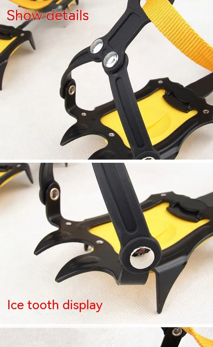 Professional non-slip shoe cover with ten steel teeth for ice and snow traction, orange colour