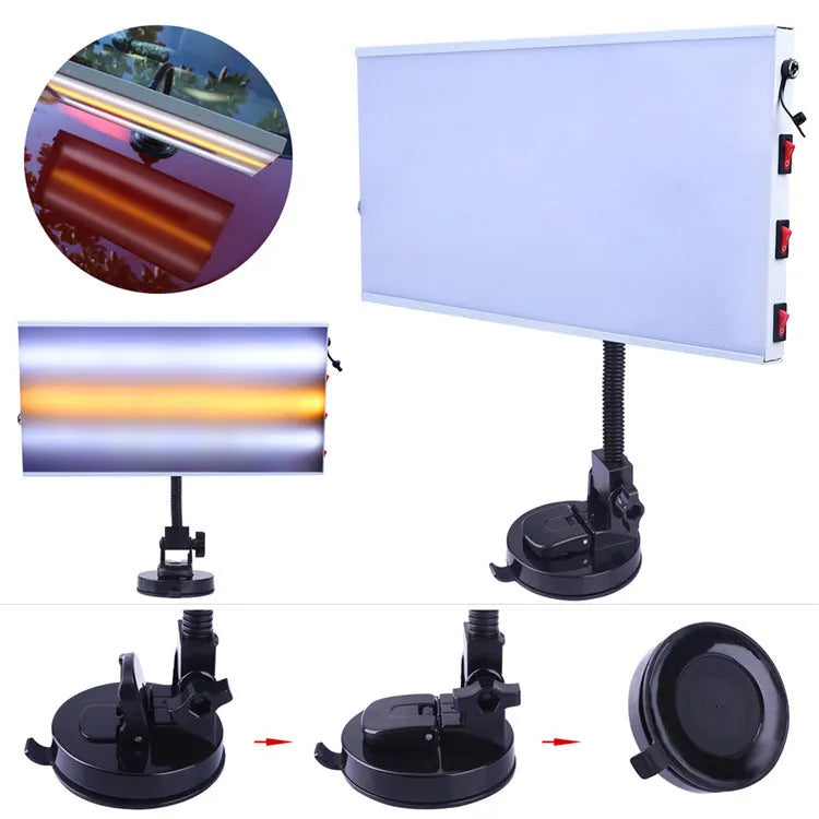 White car dent repair detector kit with concave inspection light