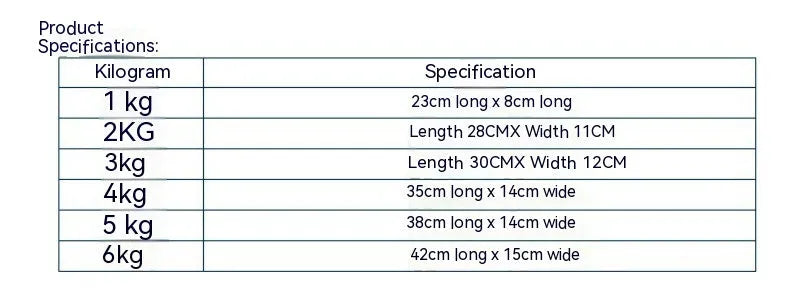 A pair of Oxford cloth legging sandbags for track and field training with weight options from 1kg to 6kg.