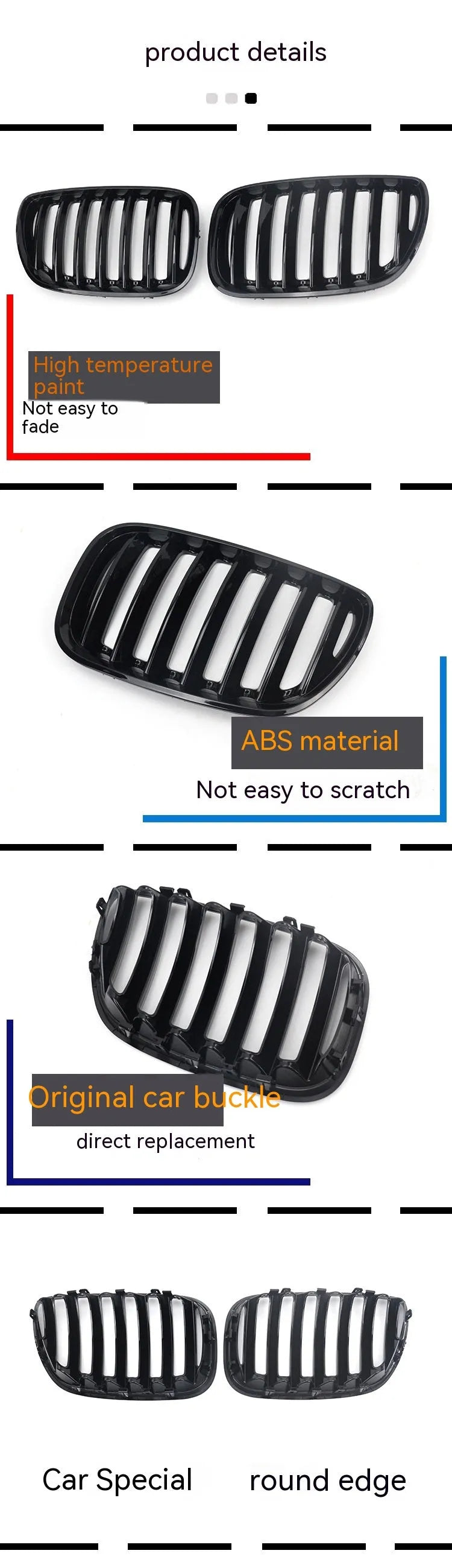 BMW X5 E53 bright black mesh grille set for 2000-2006 models front bumper replacement