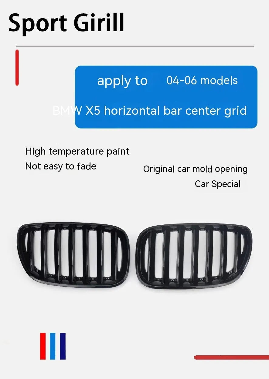 BMW X5 E53 bright black mesh grille set for 2000-2006 models front bumper replacement