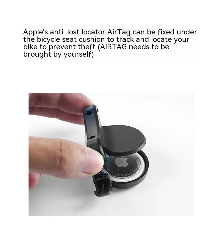 Black ABS plastic bicycle tracking device bracket kit with anti-theft bolts for seat bow mounting