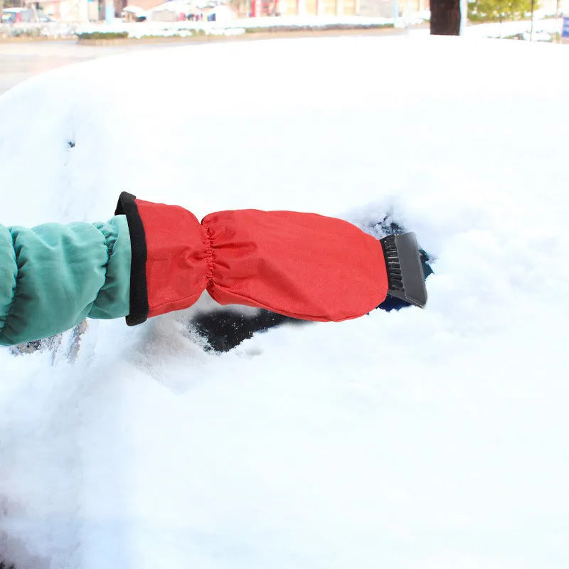 Car multifunction ice sweeping snow plough shovel in red and blue on white background