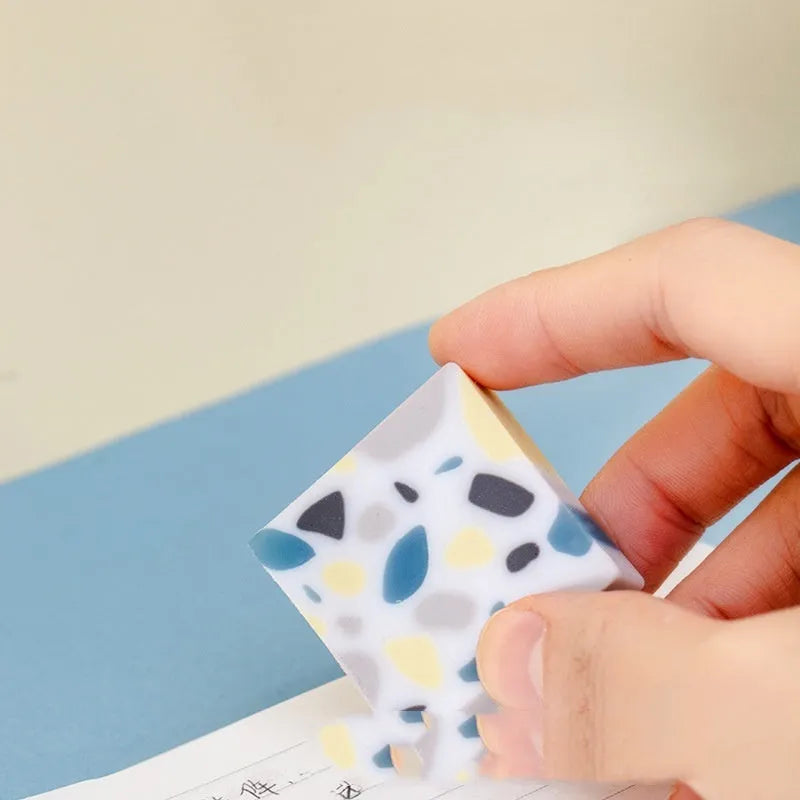 Rubber brick eraser for pencil mark removal on paper