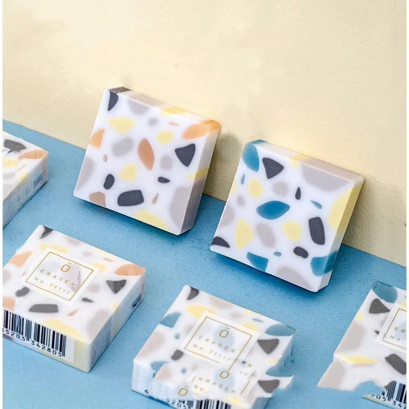 Rubber brick eraser for pencil mark removal on paper