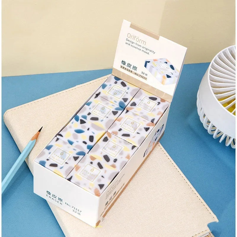 Rubber brick eraser for pencil mark removal on paper