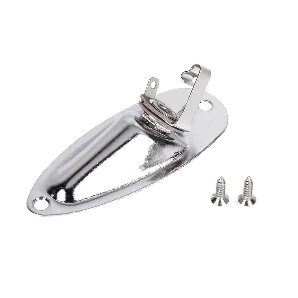 Electric guitar ST boat output socket in black and silver alloy construction