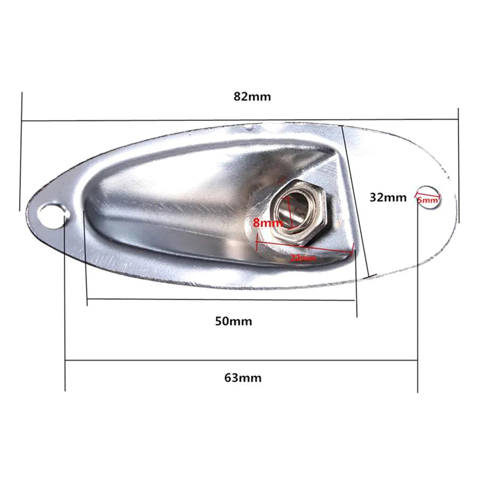 Electric guitar ST boat output socket in black and silver alloy construction
