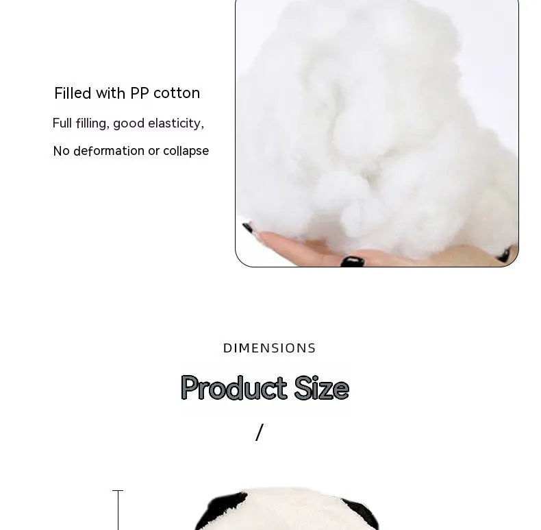 Cartoon panda automotive cushion with plush cover and pp cotton filler for car seating comfort