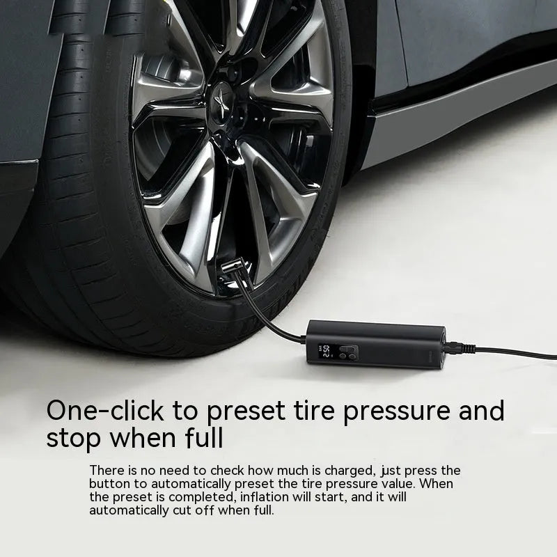 Black super mini car digital display inflator with compact design for vehicle tyre pressure maintenance