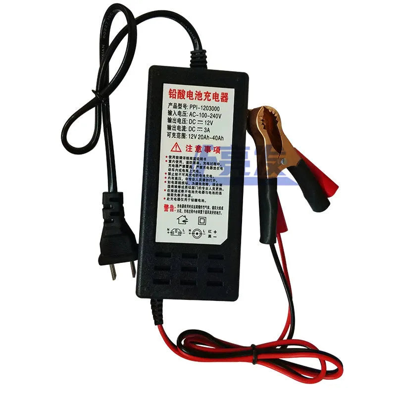 12V3A lead acid battery charger for motorcycle car and EV battery charging