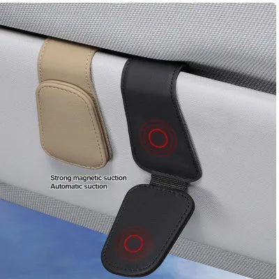 Car sun visor clip sunglasses holder made from PU leather in various colours