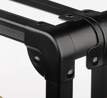 Black PVC storage case for hairdressing tools and salon cosmetics, showing its size and hard-shell construction.