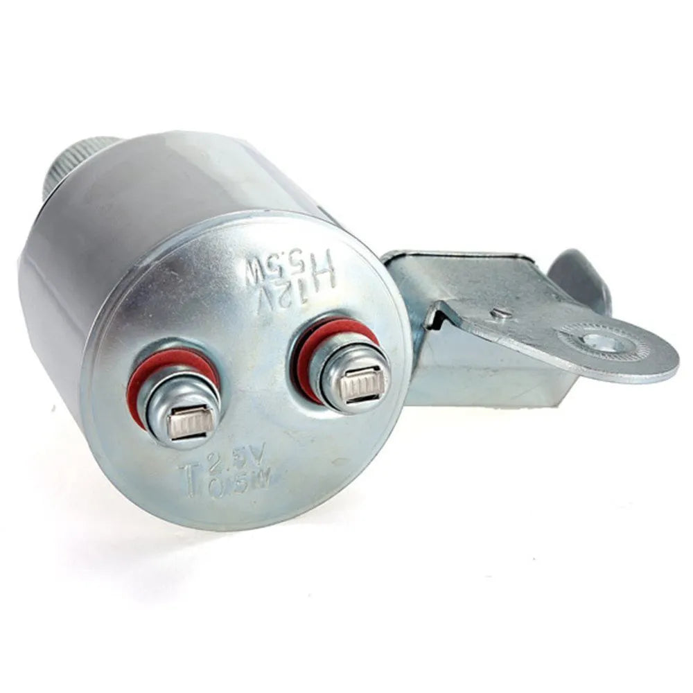 Silver bicycle dynamo-powered generator light kit for mounting on frame, showing wiring connectors.