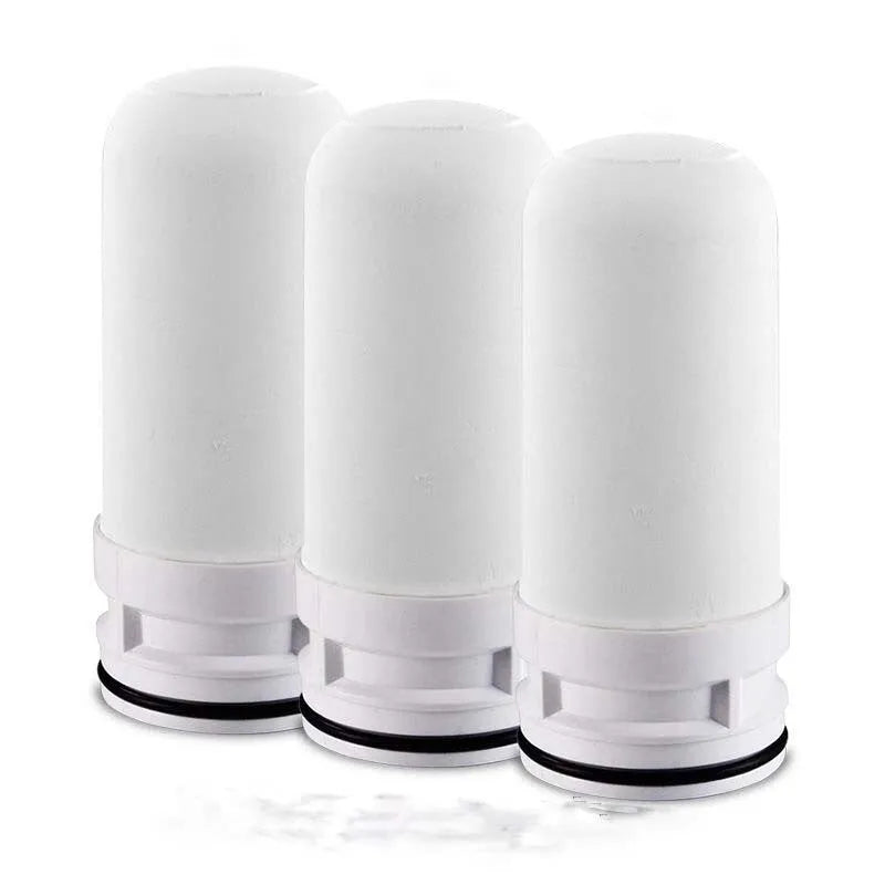 White diatom ooze ceramic water filter element measuring 43x43x100mm