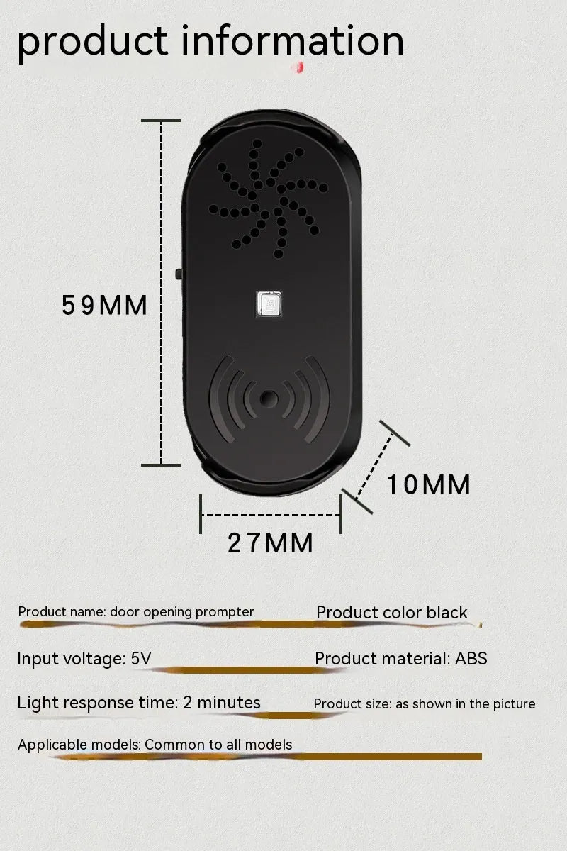 Black ABS plastic car door reminder with infrared sensor for vehicle safety