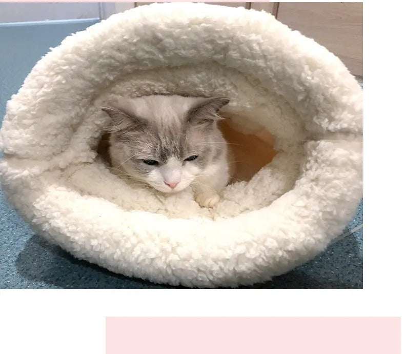 Blue rabbit colour thickened lambswool cat nest sleeping bag 55x45cm for small winter pet bed