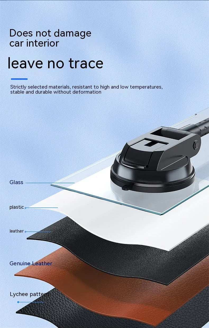 Black rotating metal car phone bracket with multi-angle adjustment for universal phone mounting