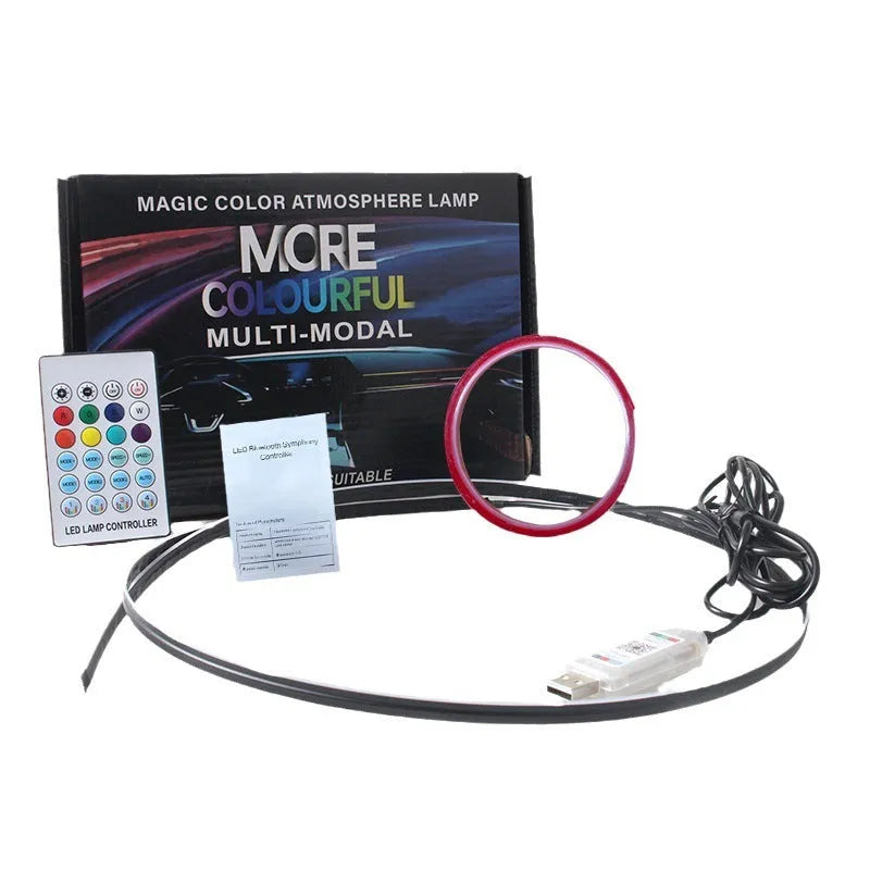 Car interior LED strip lighting kit with app and remote control for colour customisation