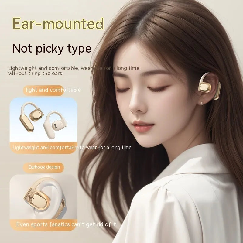 Wireless ear hook Bluetooth headset with bone conduction in M62 Black with digital display and breathing light