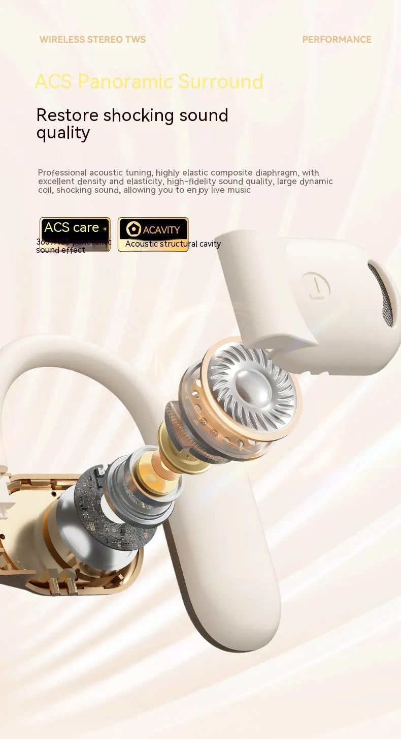 Wireless ear hook Bluetooth headset with bone conduction in M62 Black with digital display and breathing light