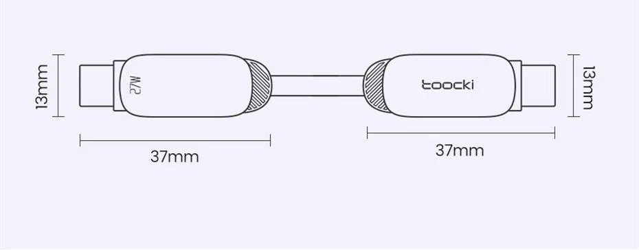Transparent digital display PD27W fast charging data cable with braided wire in black