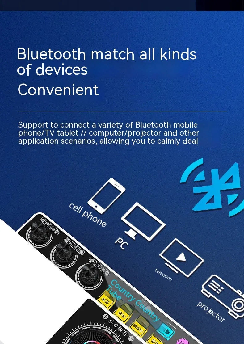 English sound card audio integrated machine with wireless Bluetooth and Y6 single wireless microphone set