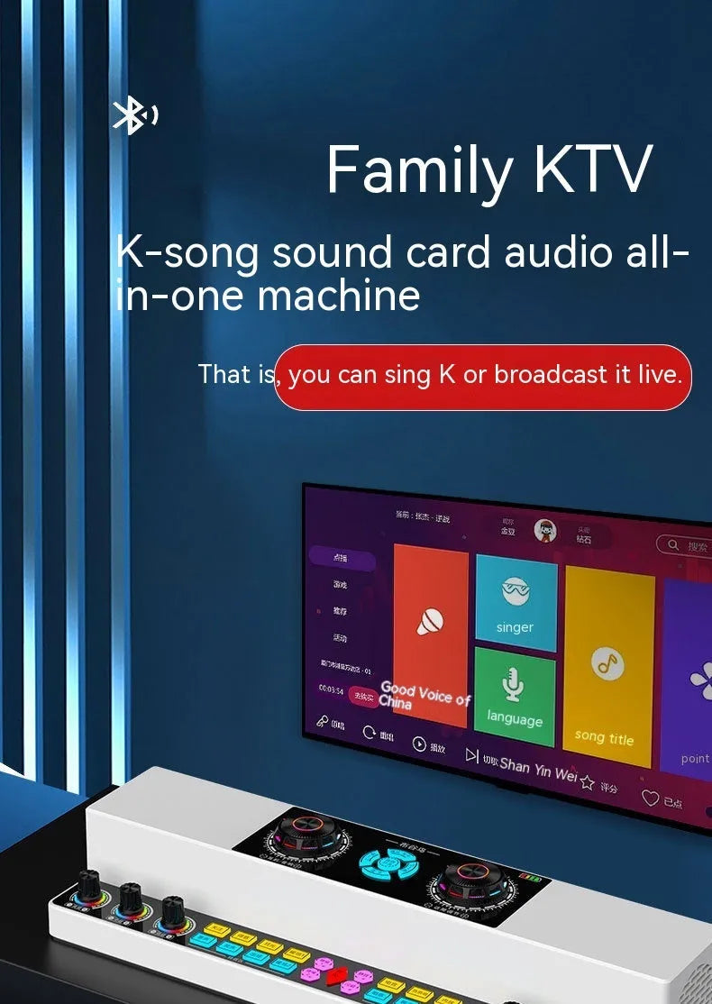 English sound card audio integrated machine with wireless Bluetooth and Y6 single wireless microphone set