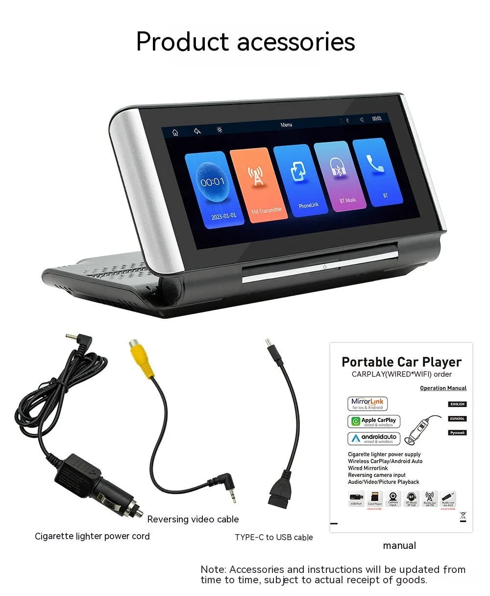 6.86 inch dashboard MP5 player with wireless CarPlay and rearview camera support